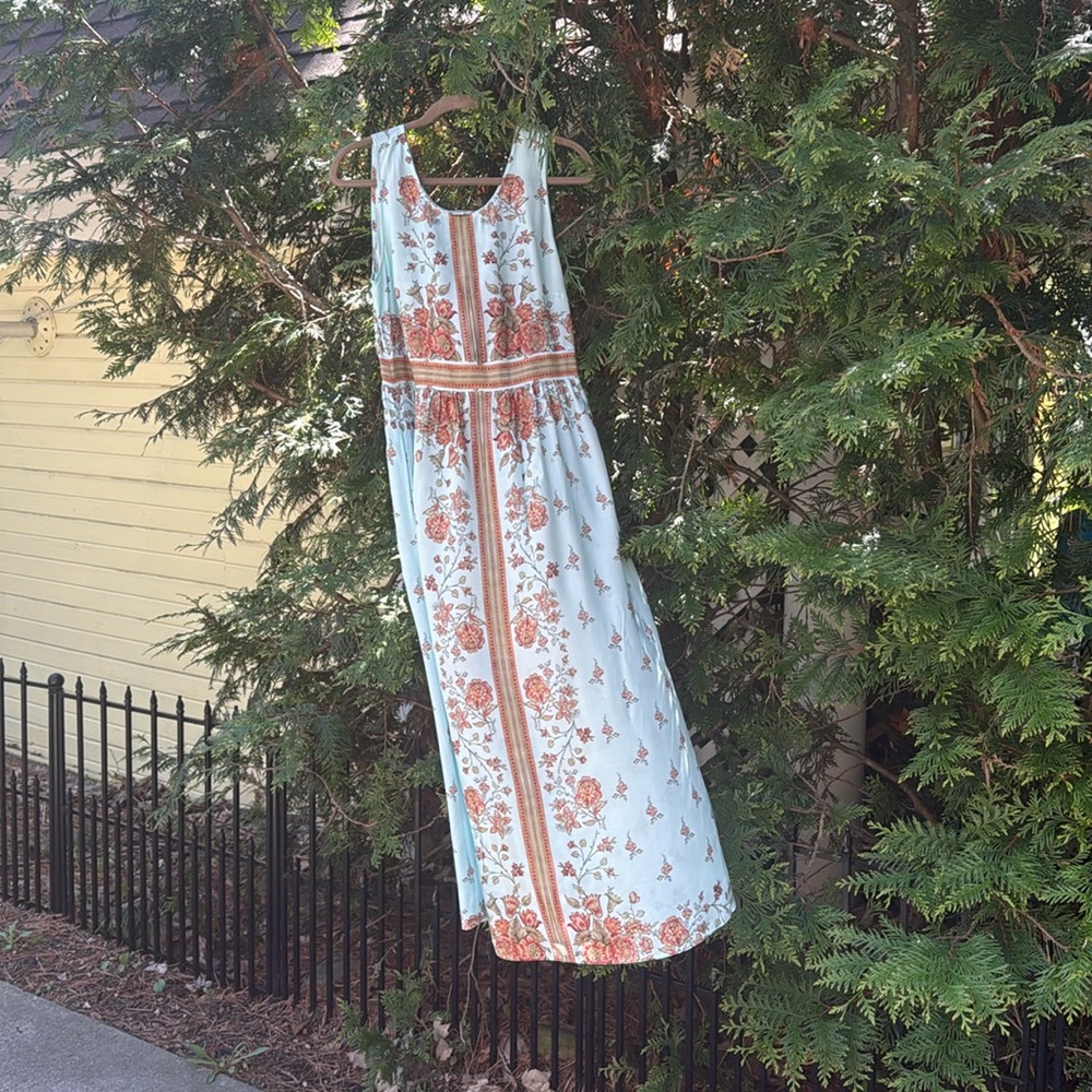 Sundance Floral Maxi Dress - Mint and Rust